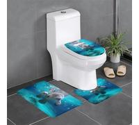 QAZWZML Juego de 3 alfombrillas de baño con estampado de manatíes de las Indias Occidentales, adecuadas para baño, dormitorio, cocina y decoración del hogar