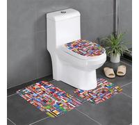 QAZWZML Juego de 3 alfombrillas de baño con varias banderas estampadas, adecuadas para baño, dormitorio, cocina y decoración del hogar