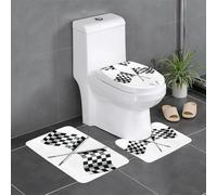 QAZWZML Juego de alfombrillas de baño de 3 piezas, diseño de banderas a cuadros, adecuado para baño, dormitorio, cocina y decoración del hogar