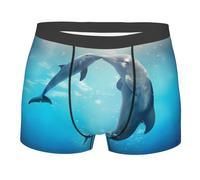 QAZWZML Kiss Dolphin Tale - Calzoncillos tipo bóxer elásticos para hombre, diseño tridimensional 3D, no apretado, Negro, L