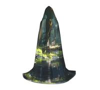 QAZWZML La chica junto al río. Capa grande con capucha impresa, disfraz de cosplay, perfecto para disfraces y fiestas de vacaciones