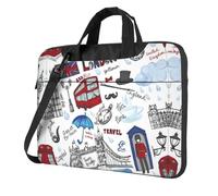 QAZWZML Londres - Bolsa cruzada para laptop con estampado de Londres, adecuada para viajes y uso diario, Black, 14 inch
