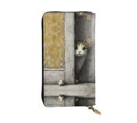 QAZWZML Long The Joy of Cat and Mouse - Bolso de mano de cuero impreso con compartimento para dinero en efectivo, bolsillo con cremallera y ranura para tarjetas de crédito