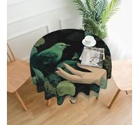 QAZWZML Manta redonda de picnic impresa con un toque de ilustración verde, mantel decorativo redondo de 60 pulgadas, adecuado para cafeterías y fiestas