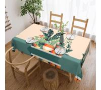 QAZWZML Mantel cuadrado con diseño de plantas verdes y dibujos animados, decoración del hogar, adecuado para mesas de comedor y picnics.