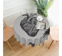 QAZWZML Mantel redondo decorativo con estampado de corazón y figura de palo, manta redonda de pícnic, 60 pulgadas, adecuado para comidas familiares y picnics