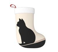 QAZWZML Medias decorativas de Navidad con estampado de gato negro, adecuadas para colgar en la chimenea, fiestas familiares