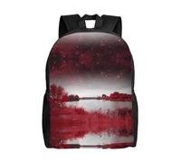 QAZWZML Mochilas grandes para laptop con compartimentos para hombre y mujer, diseño de paisaje rojo estrellado, mochilas de viaje impermeables, bolsas Oxford duraderas