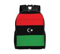 QAZWZML Mochilas grandes para laptop con estampado de bandera de Libia para hombre y mujer con compartimentos, mochilas de viaje impermeables, bolsas Oxford duraderas