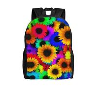 QAZWZML Mochilas grandes para laptop con estampado de girasol arcoíris para hombre y mujer con compartimentos, mochilas de viaje impermeables, bolsas Oxford duraderas