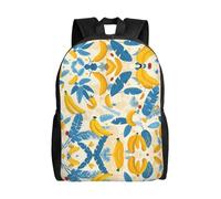 QAZWZML Mochilas grandes para laptop con estampado de hojas de plátano azul para hombre y mujer con compartimentos, mochilas de viaje impermeables, bolsas Oxford duraderas