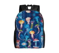 QAZWZML Mochilas grandes para laptop con estampado de medusas de colores para hombre y mujer con compartimentos, mochilas de viaje impermeables, bolsas Oxford duraderas