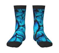 QAZWZML Muchos calcetines elásticos de media pantorrilla con estampado de mariposa azul, decorativos, adecuados para deportes y correr., 3 Negro, One Size