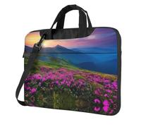 QAZWZML Nature Purple Flowers Meadow Mountain Scenic - Bolsa cruzada para laptop, adecuada para viajes y uso diario, Black, 15.6 inch