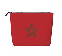 QAZWZML Neceser con estampado de la bandera de Marruecos, ideal para viajes de ocio y almacenamiento diario.