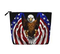 QAZWZML Neceser de mujer con estampado de águila patriótica de la bandera de Estados Unidos, adecuado para viajes de ocio y almacenamiento diario.