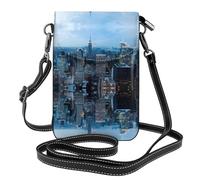 QAZWZML New York Fashion City - Bolso cruzado con estampado de ciudad, cartera de cuero con solapa, correa de hombro desmontable, adecuada para viajes y camping.