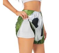 QAZWZML Pantalones cortos deportivos de doble capa para mujer, altamente | Pantalones cortos de yoga con estampado de balón de fútbol, adecuados para entrenamientos de gimnasio, correr
