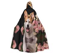 QAZWZML Perro al que le encanta tomar fotos. Esta capa larga con capucha estampada es cálida y adecuada para fiestas de vacaciones, fiestas de disfraces o reuniones.
