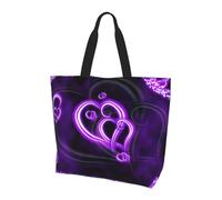 QAZWZML Red Birds Fauna Wild Printed - Bolsa de compras para mujer, gran capacidad, bolsa de mano y bolsa de hombro, esencial para viajes y compras, Purple Love, Talla única