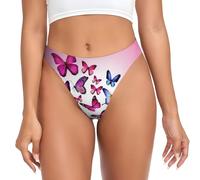 QAZWZML Ropa interior de talle bajo con estampado de mariposas rosas para mujer, elástica, adecuada para pantalones de yoga y leggings., Negro, 3XL