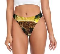 QAZWZML Ropa interior para mujer de talle bajo con estampado de animales, tigre, elástica, adecuada para pantalones de yoga y leggings., Negro, XS