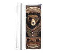 QAZWZML Rustic Lodge Bear - Taza de viaje de café de 20 onzas con una pajita recta compatible con portavasos de coche, perfecta para viajes