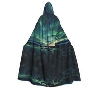 QAZWZML Sea under the Aurora Borealis - Capa con capucha estampada de Halloween para adultos, capucha de ala ancha con pajarita, adecuada para fiestas de disfraces