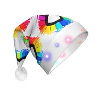 QAZWZML Sombrero de Navidad con círculos de colores impresos para adultos, sombrero decorativo iluminado, perfecto para fiestas de vacaciones o celebraciones de Año Nuevo.