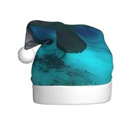 QAZWZML Sombrero de Navidad con estampado de manatíes de las Indias Occidentales para adultos, adecuado para fiestas de Año Nuevo y reuniones familiares de vacaciones