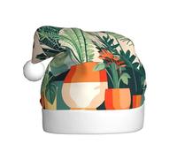 QAZWZML Sombrero de Navidad con estampado de plantas verdes pequeñas, sombrero decorativo de tamaño adulto, adecuado para fiestas de Navidad, accesorios de ropa
