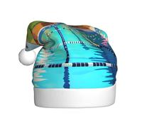 QAZWZML Sombrero de Navidad estampado de flamenco y piscina, sombrero decorativo de tamaño adulto, adecuado para fiestas de Navidad, accesorios de ropa