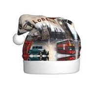 QAZWZML Sombrero de Navidad impreso con fotos de Old London, sombrero decorativo de tamaño adulto, adecuado para fiestas de Navidad, accesorios de ropa
