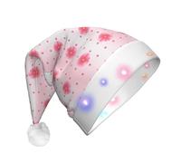 QAZWZML Sombrero de Navidad para adultos con estampado de claveles florecientes, sombrero decorativo iluminado, perfecto para fiestas de vacaciones o celebraciones de Año Nuevo.