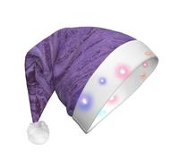 QAZWZML Sombrero de Navidad para adultos con textura de mármol morado oscuro, sombrero decorativo iluminado, perfecto para fiestas de vacaciones o celebraciones de Año Nuevo.
