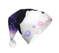 QAZWZML Sombrero de Navidad para adultos impreso con arte espacial de galaxia, sombrero decorativo iluminado, perfecto para fiestas de vacaciones o celebraciones de Año Nuevo.