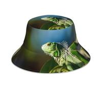QAZWZML Sombrero de pescador con estampado de lagarto verde, adecuado para deportes, correr, pesca, viajes y senderismo