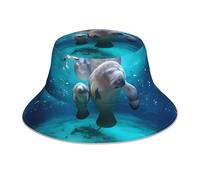 QAZWZML Sombrero de pescador con estampado de manatíes de las Indias Occidentales, adecuado para deportes, correr, pesca, viajes y senderismo, color negro