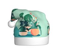 QAZWZML Sombreros de Navidad para adultos con diseño de plantas verdes de dibujos animados, adecuados para Nochevieja, fiestas de vacaciones o Nochebuena