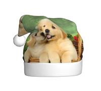 QAZWZML Sombreros de Navidad para adultos con estampado de perro Golden Retriever, adecuados para Nochevieja, fiestas de vacaciones o Nochebuena