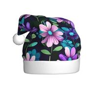 QAZWZML Sombreros de Navidad para adultos de camelia morada con impresiones navideñas impresas, perfectos para actuaciones escénicas, fiestas de vacaciones y mucho más