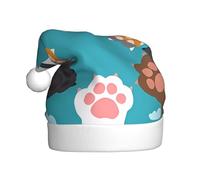 QAZWZML Sombreros decorativos de Navidad impresos con patas de gato, sombreros de Navidad para adultos, suministros de fiesta de vacaciones para hombres y mujeres