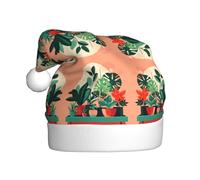 QAZWZML Sombreros decorativos de Navidad impresos con plantas verdes para interiores, sombreros de Navidad para adultos, suministros de fiesta de vacaciones para hombres y mujeres