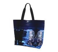 QAZWZML StockSnap_ZADQJM0UAZ Bolso de hombro estampado, organizador de compras, adecuado para viajes, gimnasio y desplazamientos., Tigre blanco y panteras negras, Talla única