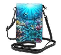 QAZWZML Submarine Coral Rays - Cartera pequeña cruzada para teléfono con tapa abatible, perfecta para compras, viajes y uso diario.