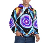 QAZWZML Sudadera con capucha para hombre Cosmic Stars Printed canguro, cálida, adecuada para primavera, otoño e invierno., Negro, XXX-Large