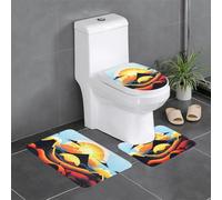 QAZWZML Sunrise Mountain - Juego de alfombras de baño estampadas, 3 piezas, incluye una funda para asiento de inodoro en forma de U, una alfombrilla de piso y una funda de asiento con junta tórica
