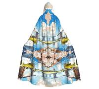 QAZWZML Swans by the windmill - Capa con capucha estampada para Halloween, para adultos, sin cremallera, adecuada para fiestas de vacaciones y cosplay