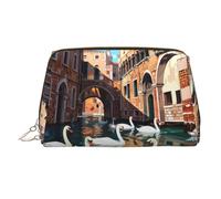 QAZWZML Swans in the waterway - Bolsa de almacenamiento de cosméticos impresa para viajes, para el hogar, ideal para viajes de negocios y artículos esenciales de vacaciones