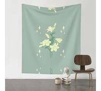 QAZWZML Tapiz decorativo estampado de lirios blancos de dibujos animados, para colgar en la pared, adecuado para dormitorios, mantas de picnic, etc.